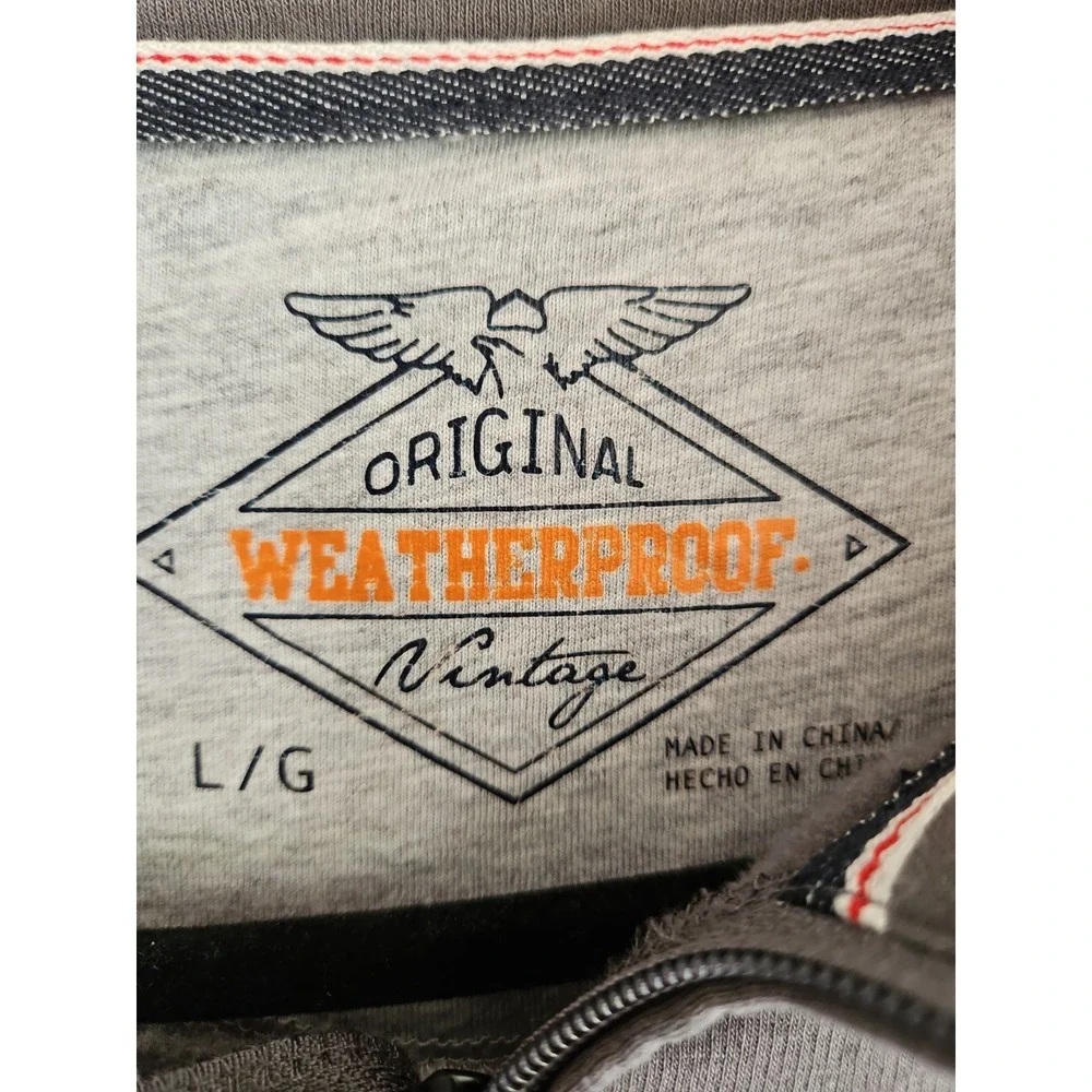 Original Weatherproof Vintage Size Large Quarter Zip Pullover Gray